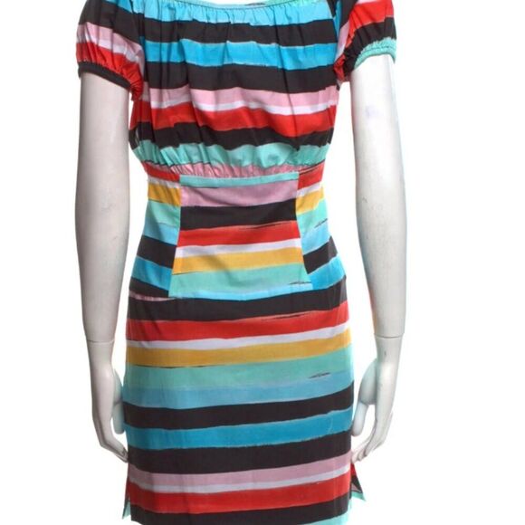 NWT Caroline Costas Calla Mini colorful cotton bodycon dress - Size L - Picture 2 of 6